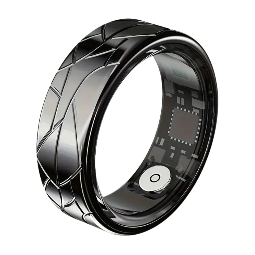 Geometric Engraved Smart Ring Black