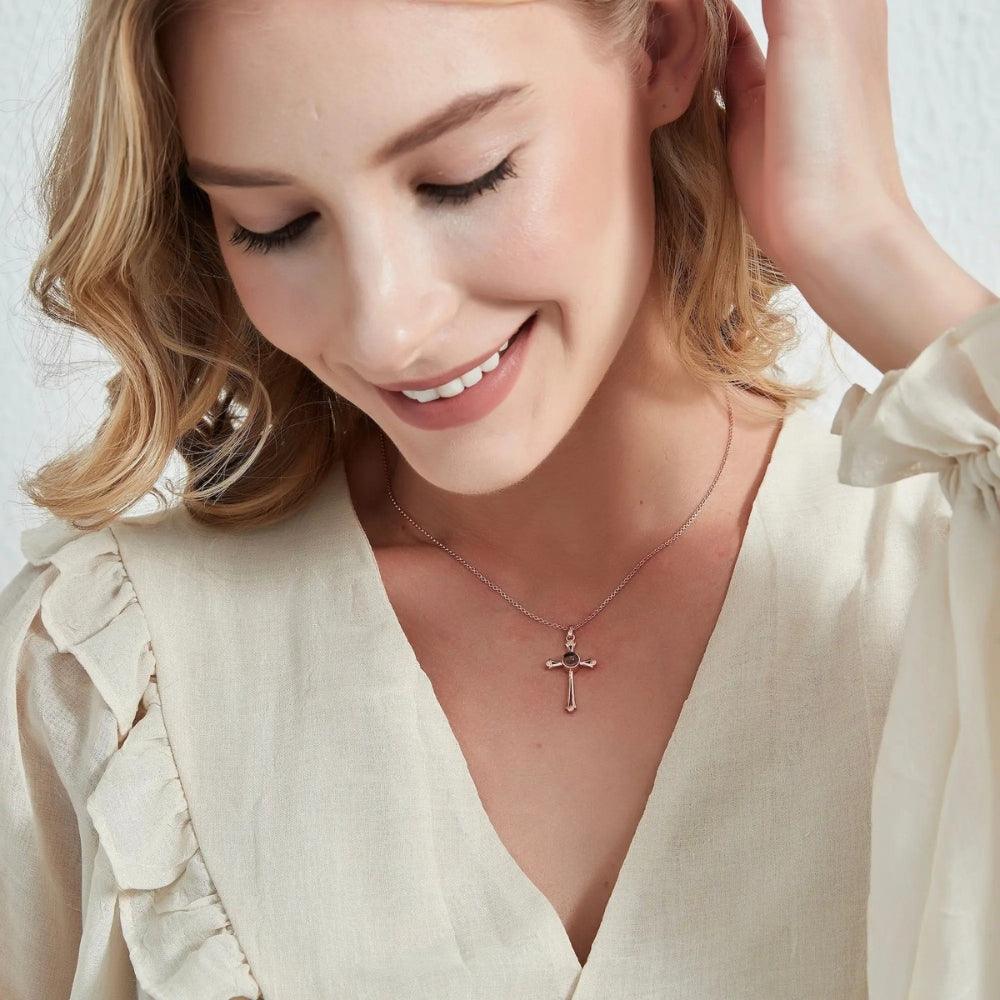 Eternal Cross Projection Necklace - Father and Daughter Jewelry