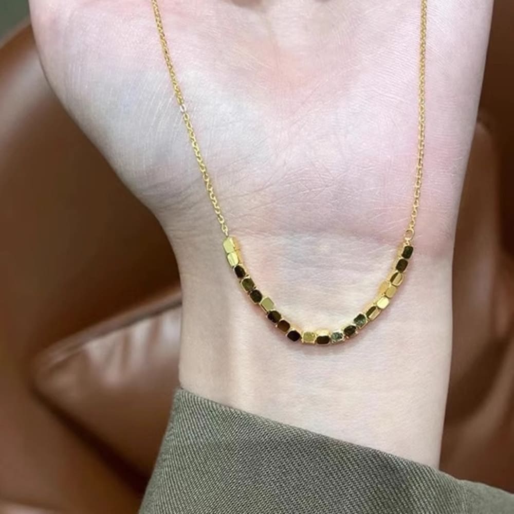 Geometric Gold Bead Necklace