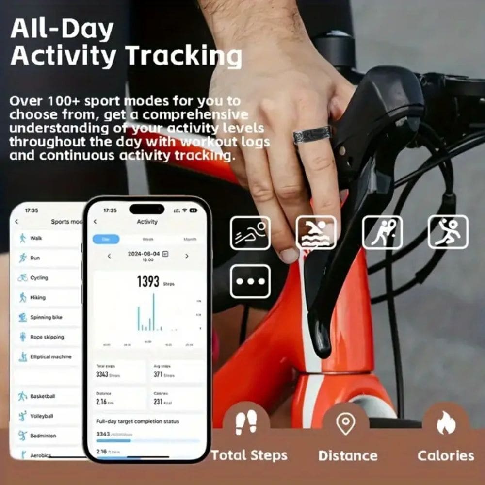 Engraved Black Smart Ring Engraved Black Smart Ring