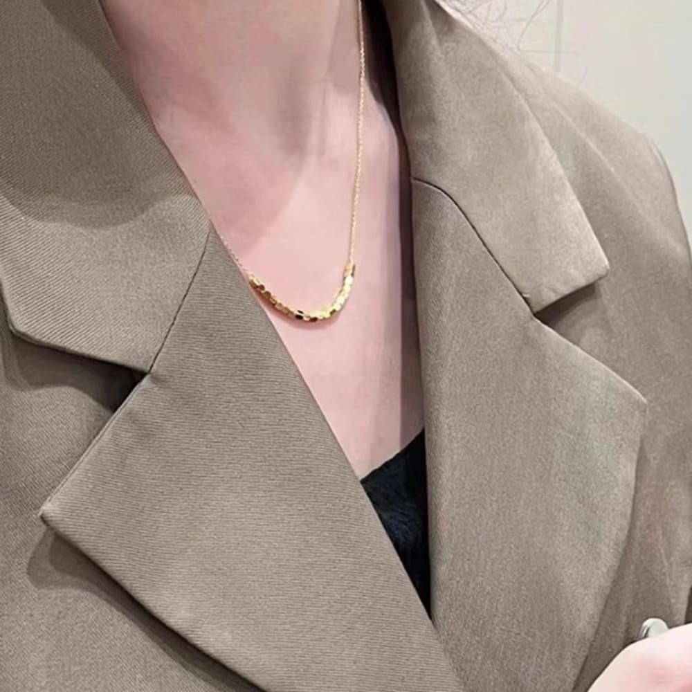 Geometric Gold Bead Necklace