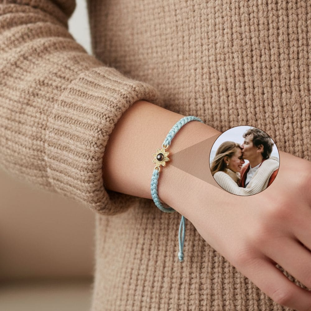 Sunflower Woven Photo Projection Bracelet