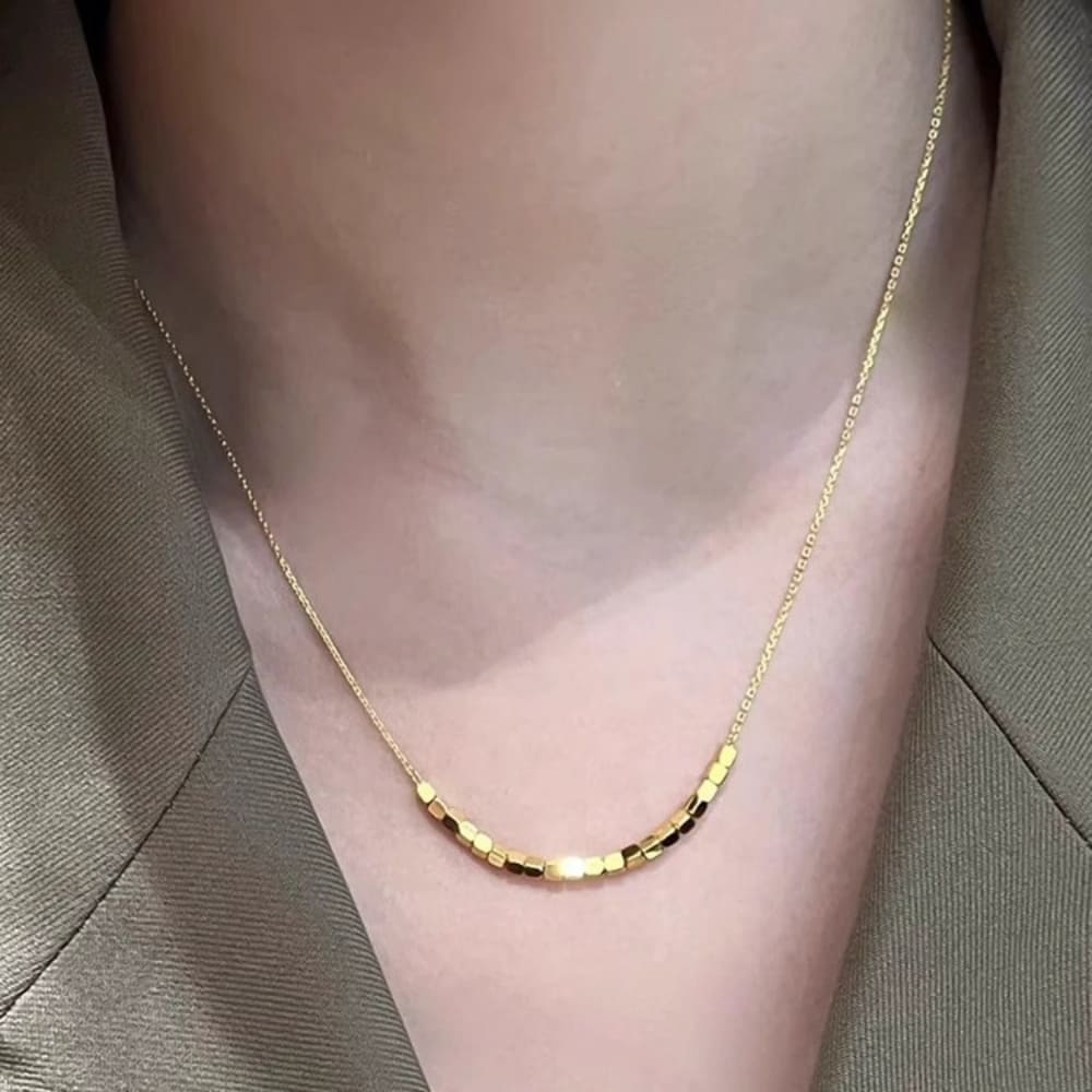 Geometric Gold Bead Necklace