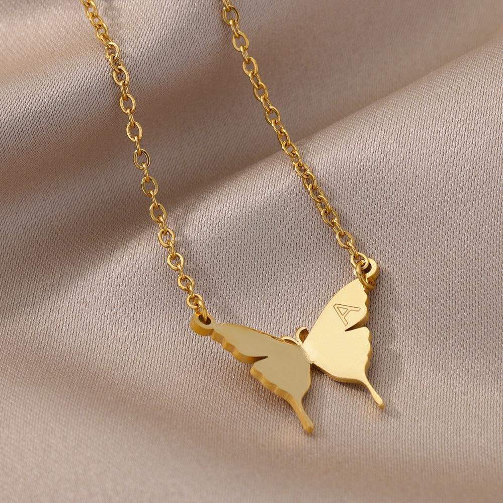 Golden Wings Initial Necklace - Father and Daughter Jewelry