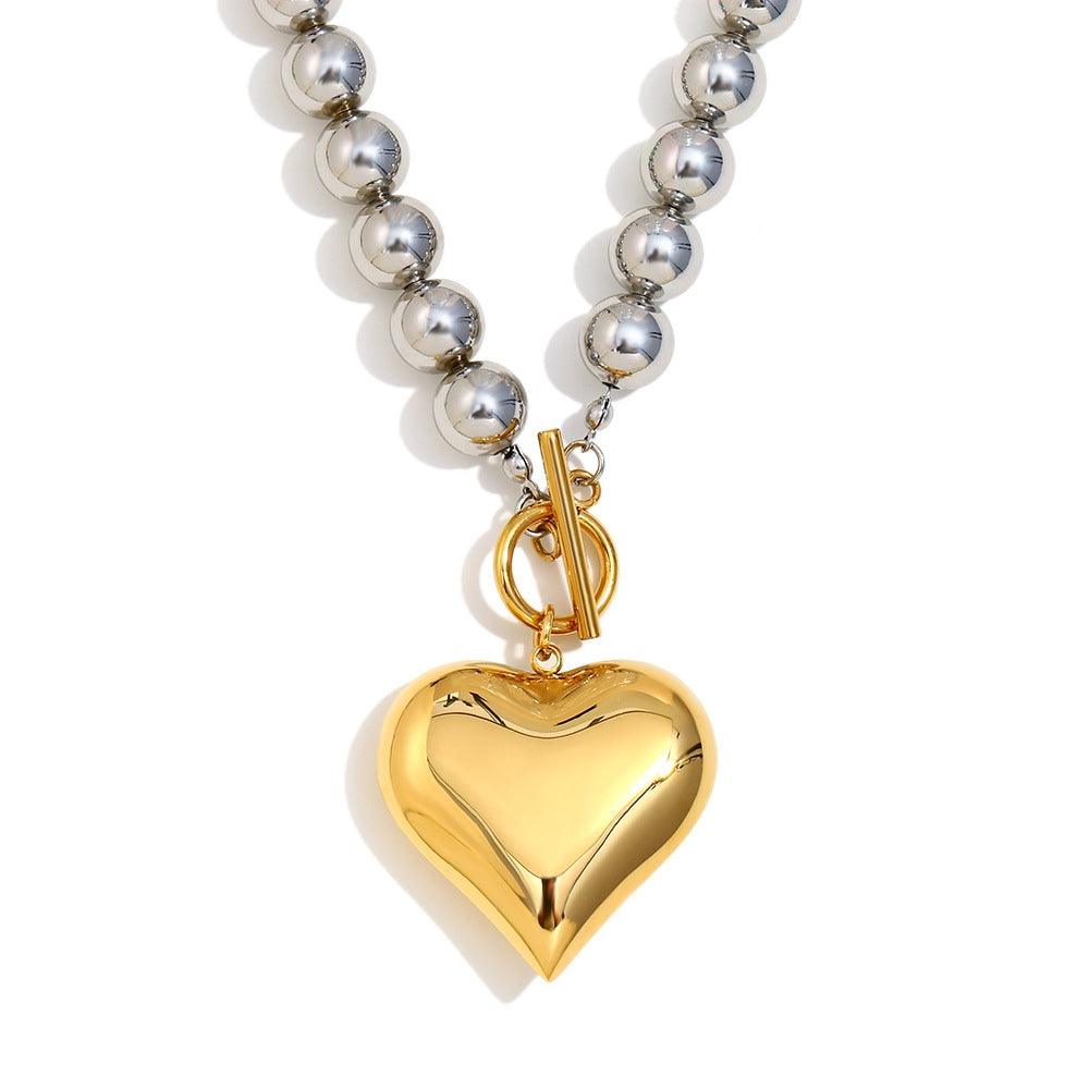 Bold Heart Bead Necklace - Father and Daughter Jewelry