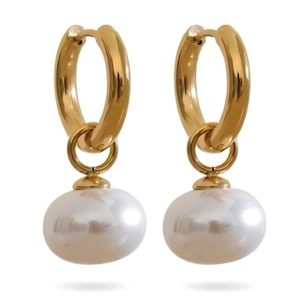 Classic Pearl Drop Hoops - Father and Daughter Jewelry