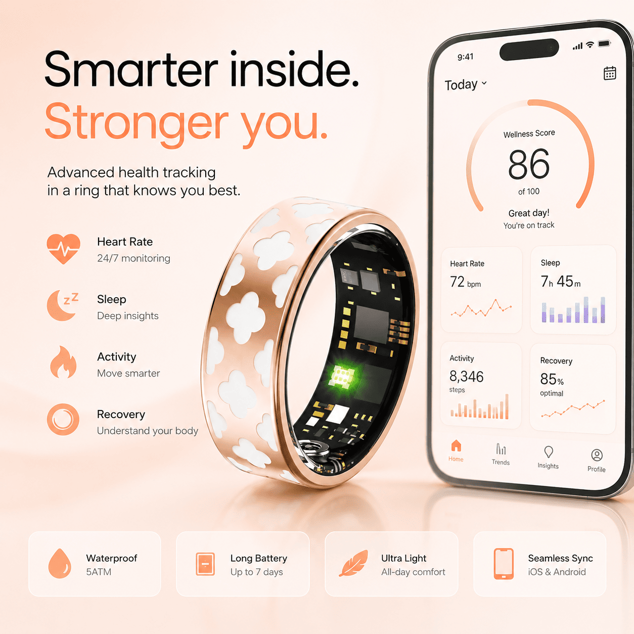Clover Inlaid Smart Ring