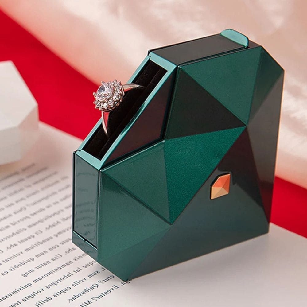 Heart Pop-Up Ring Box Green