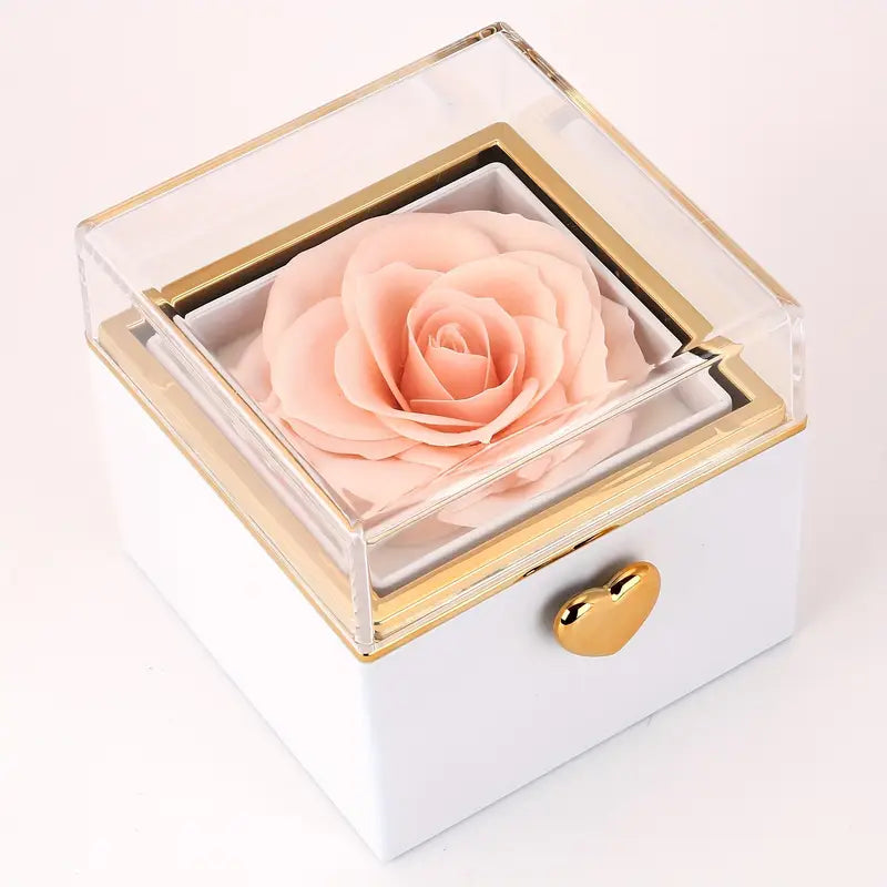 Rose Cube Jewellery Box White