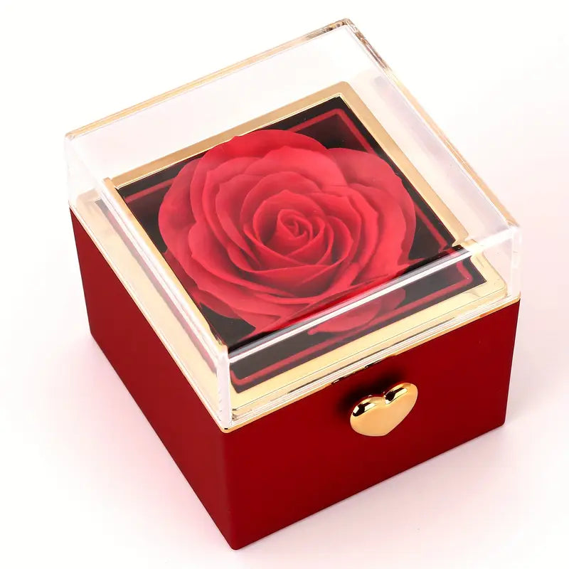 Rose Cube Jewellery Box Red