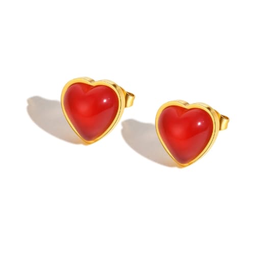 Red Heart Stud Earrings
