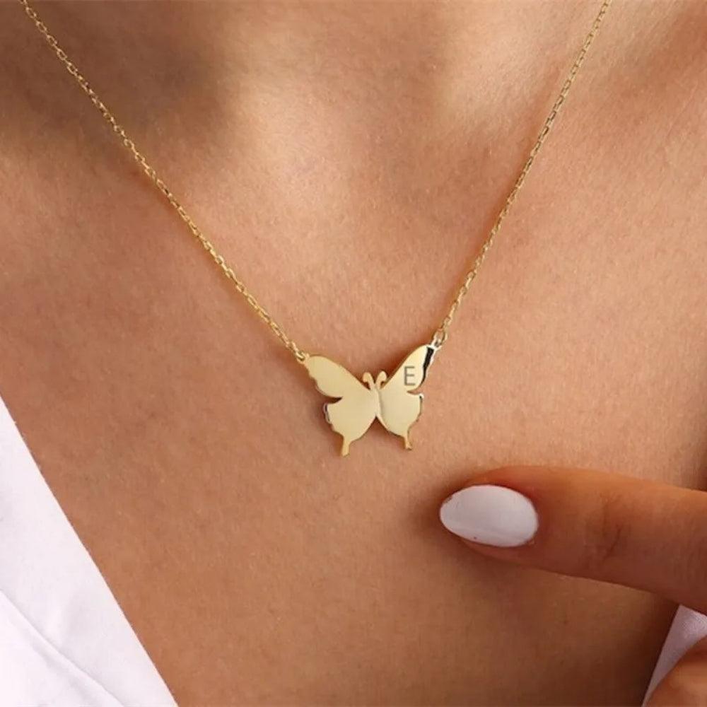Golden Wings Initial Necklace - Father and Daughter Jewelry