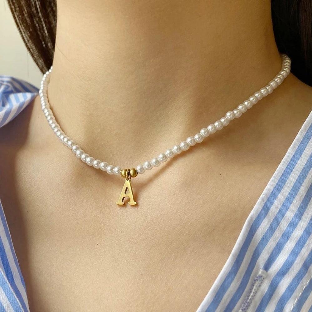 Pearl Initial Necklace - Father and Daughter Jewelry