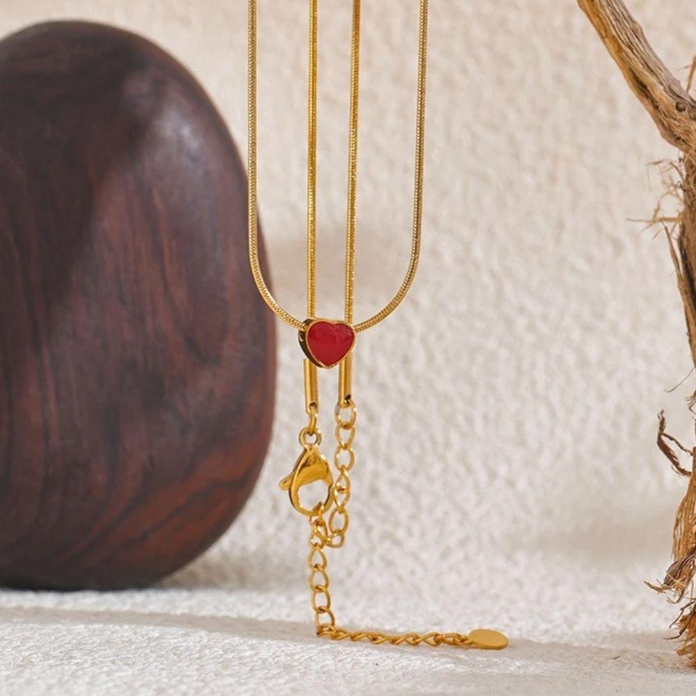 Rouge Heart Necklace - Father and Daughter Jewelry