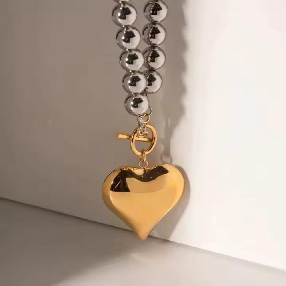 Bold Heart Bead Necklace - Father and Daughter Jewelry