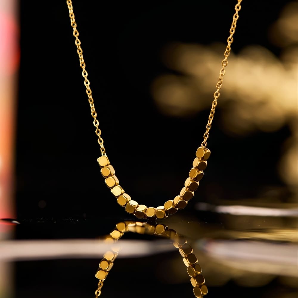 Geometric Gold Bead Necklace