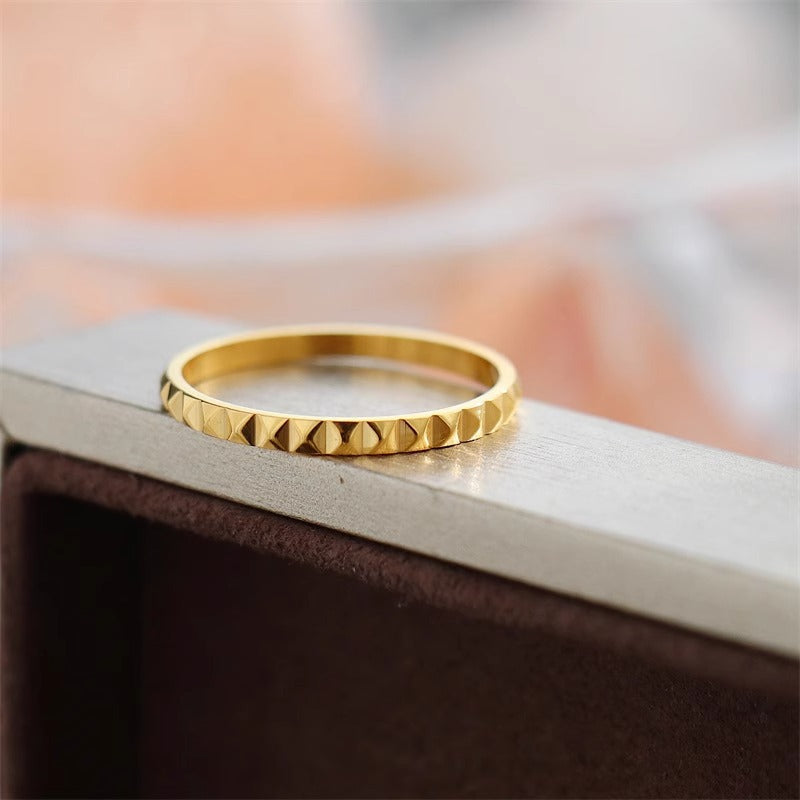 Golden Facet Slim Ring