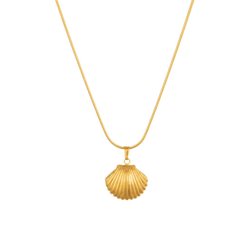 Golden Shell Pearl Necklace