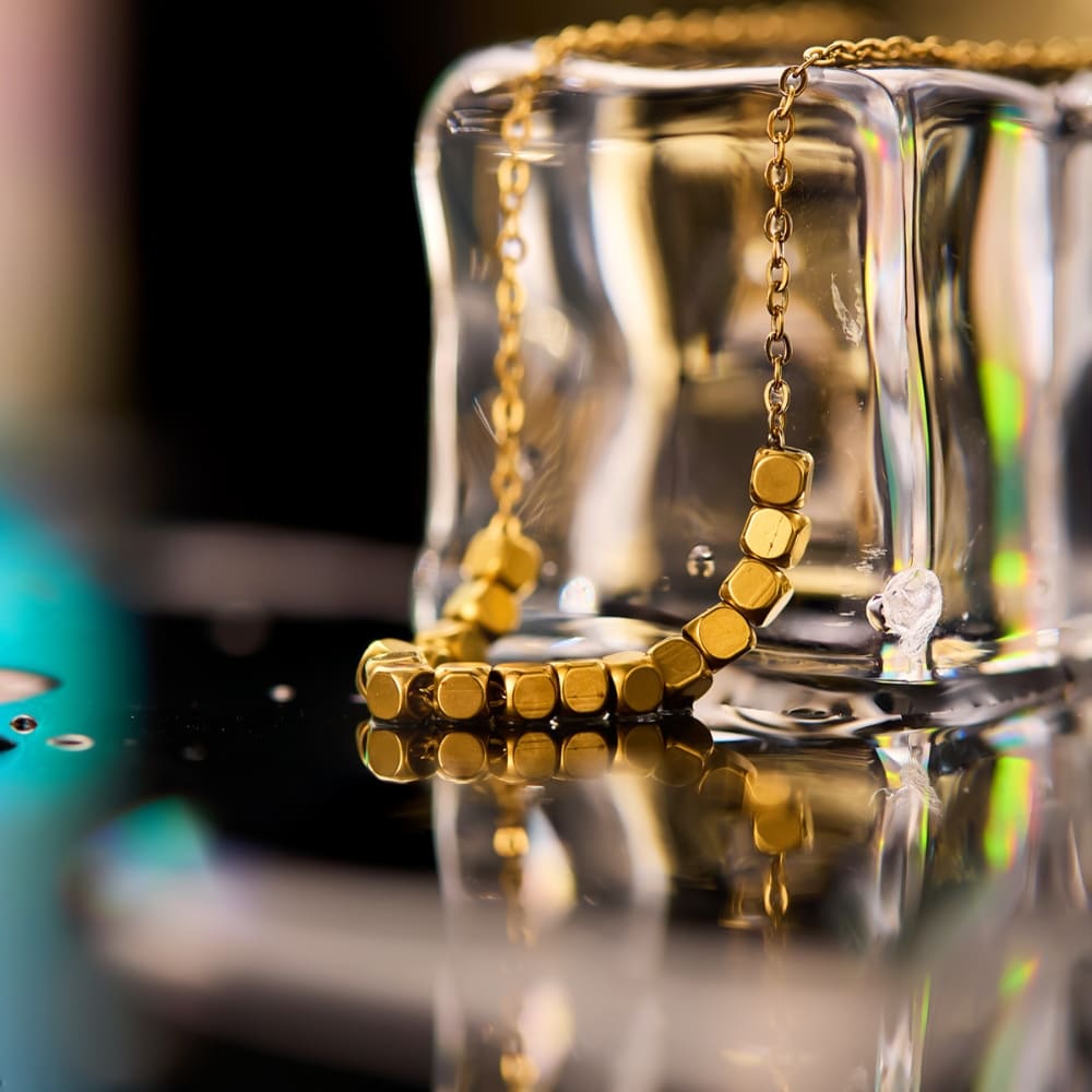 Geometric Gold Bead Necklace