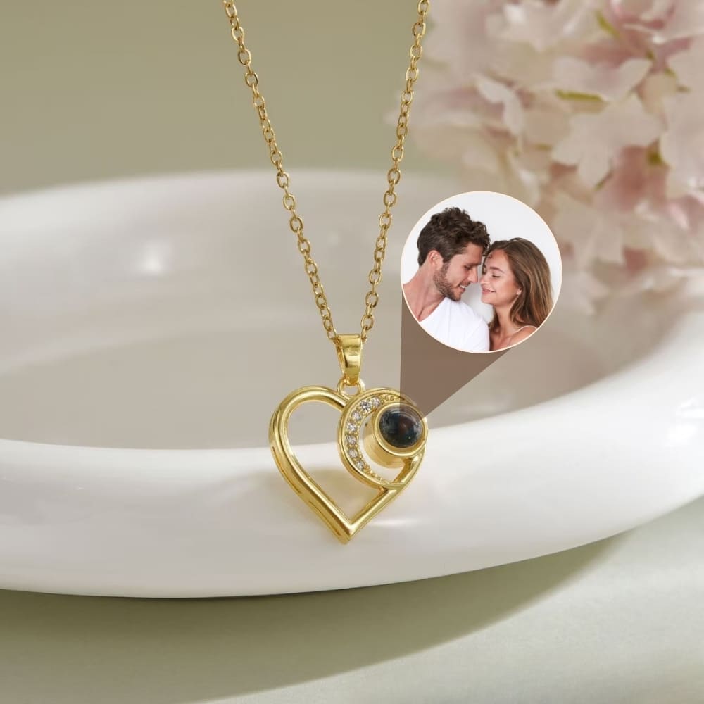 Crescent Heart Projection Pendant