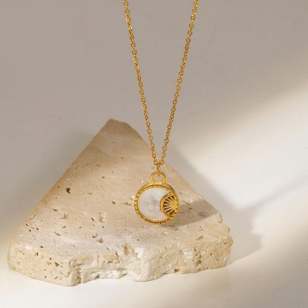 Sun & Moon Shell Pendant Necklace - Father and Daughter Jewelry