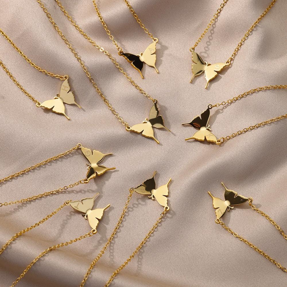 Golden Wings Initial Necklace - Father and Daughter Jewelry