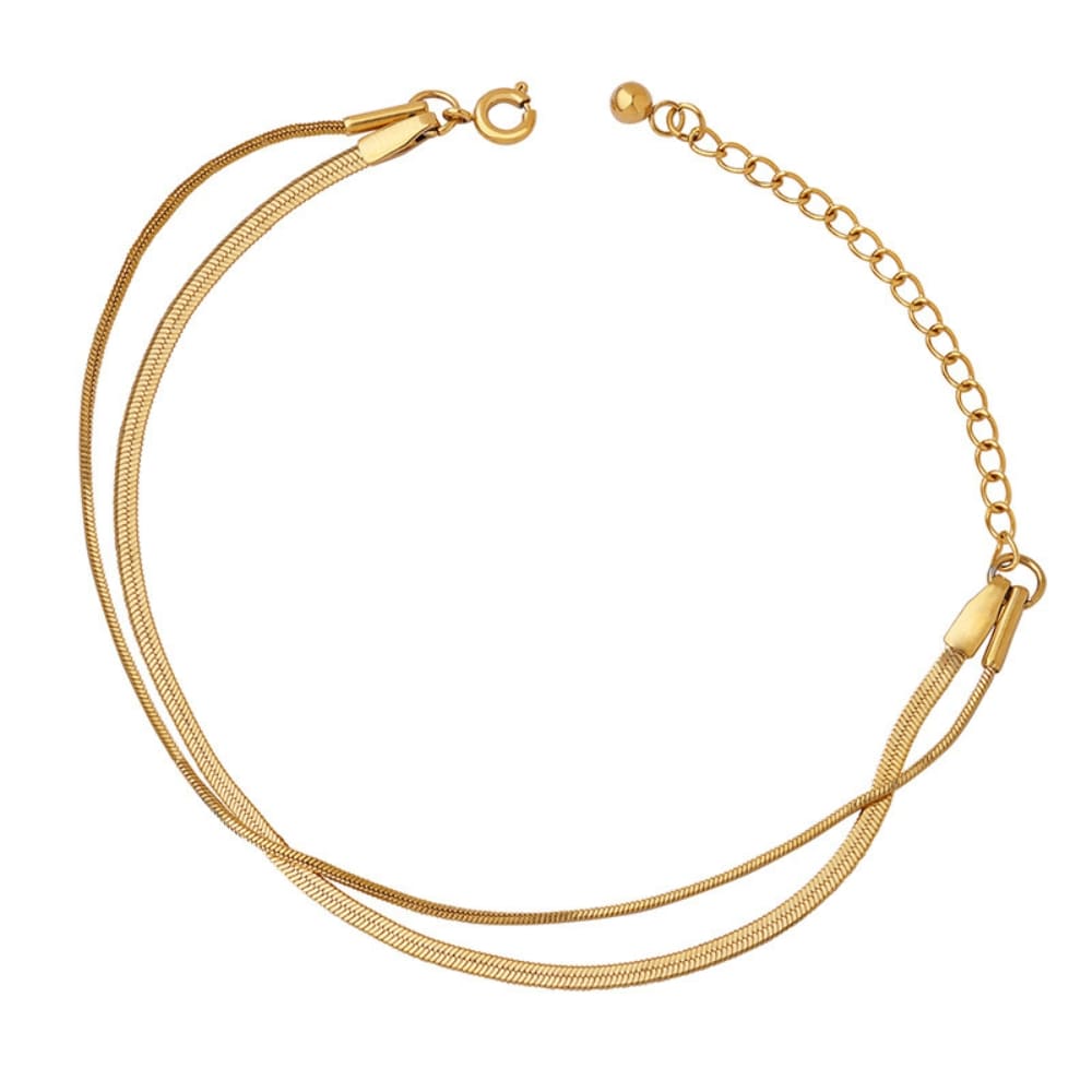 Golden Twin Snake Chain Bracelet