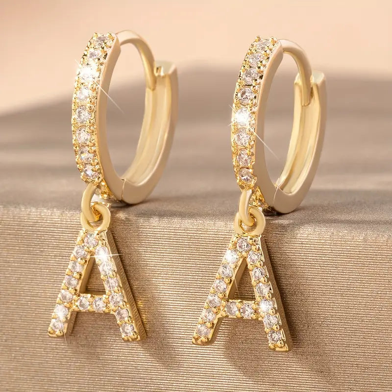 Gold Initial Hoop Earrings Gold Initial Hoop Earrings / A