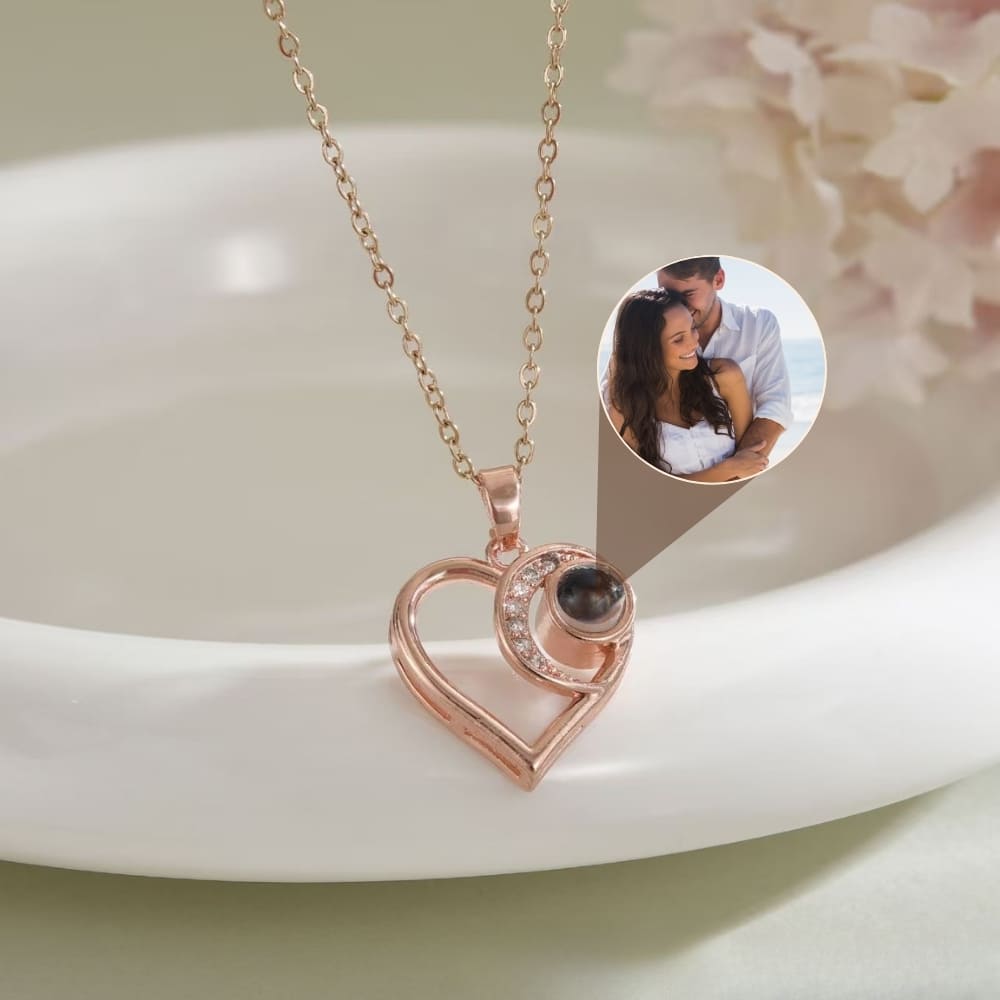 Crescent Heart Projection Pendant