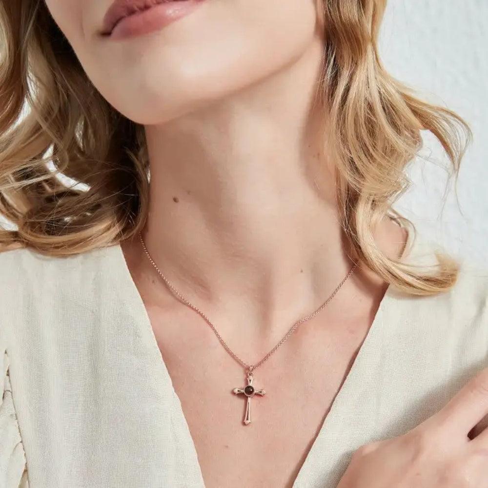 Eternal Cross Projection Necklace - Father and Daughter Jewelry