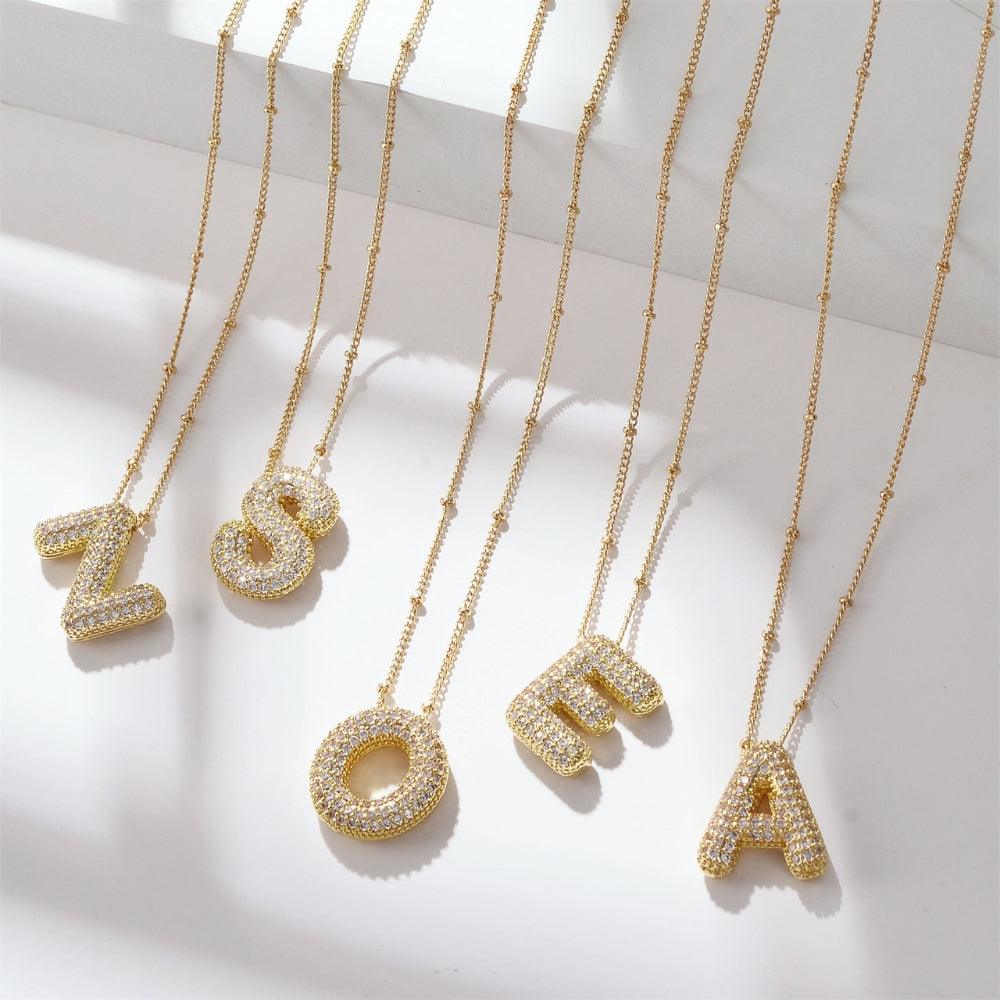 Iced Letter Glow Necklace - Father and Daughter Jewelry