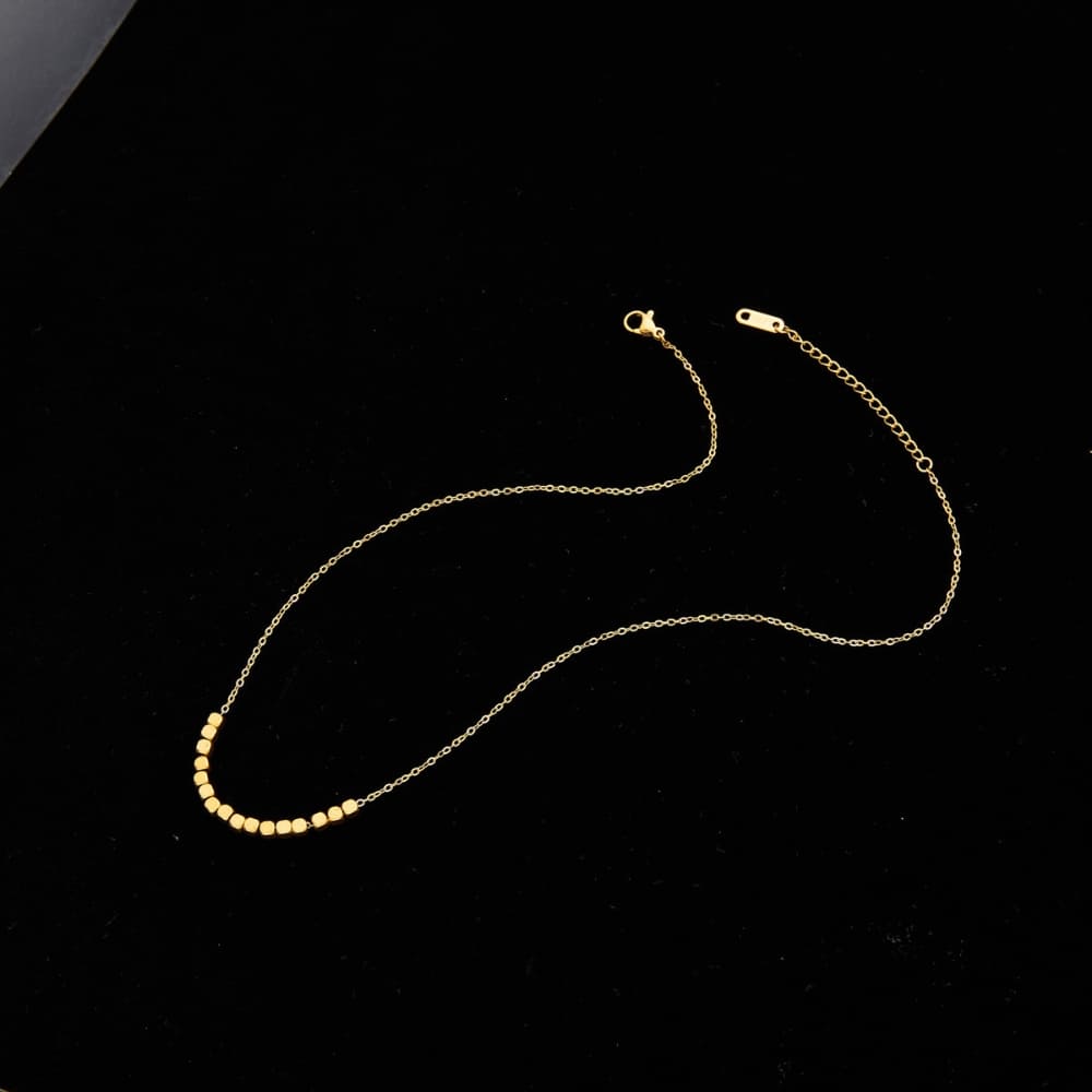 Geometric Gold Bead Necklace