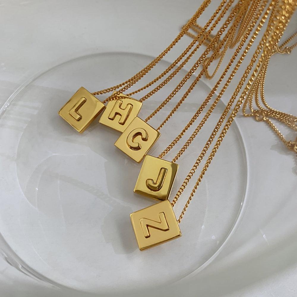 Gold Ingot Letter Necklace - Father and Daughter Jewelry