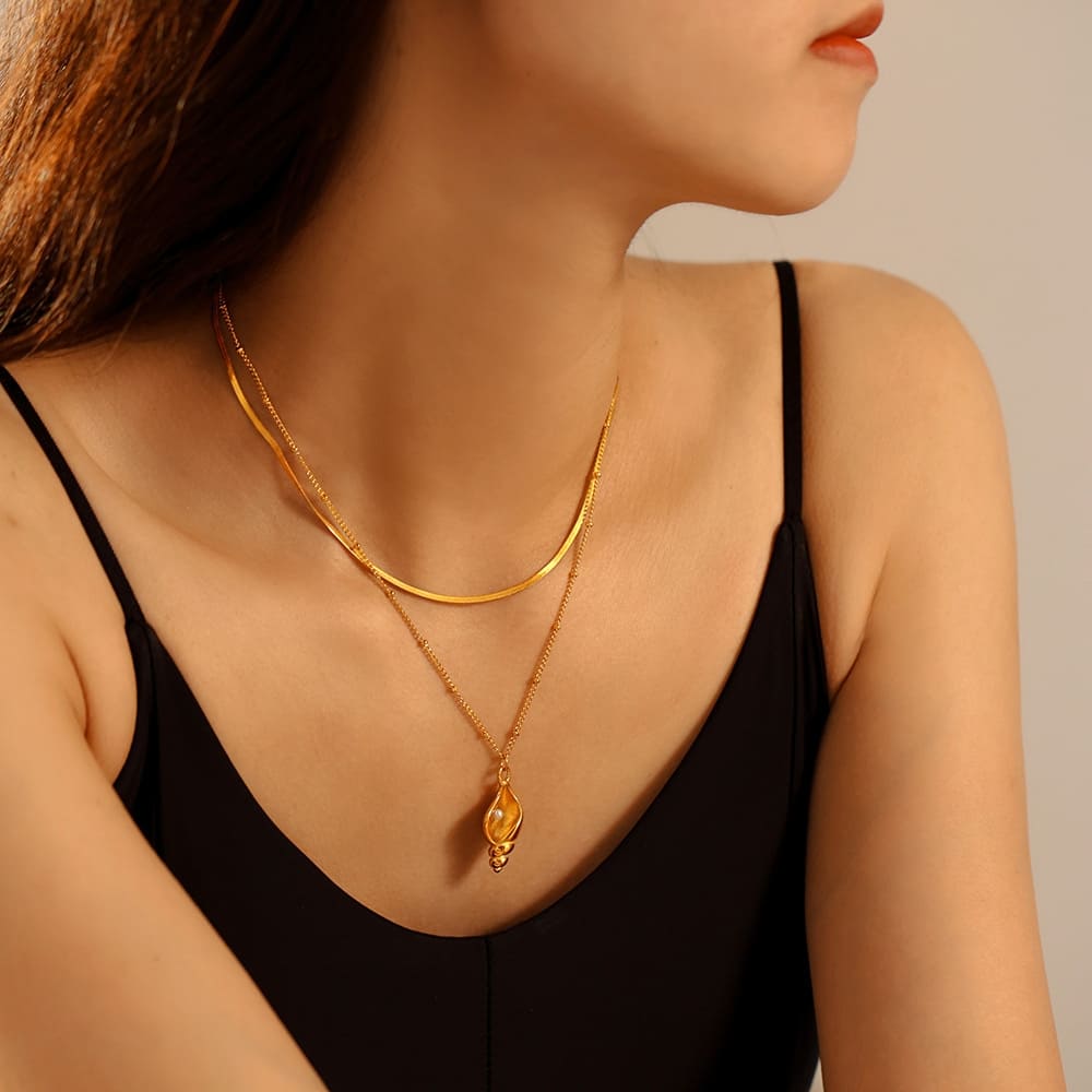 Golden Conch Pearl Necklace