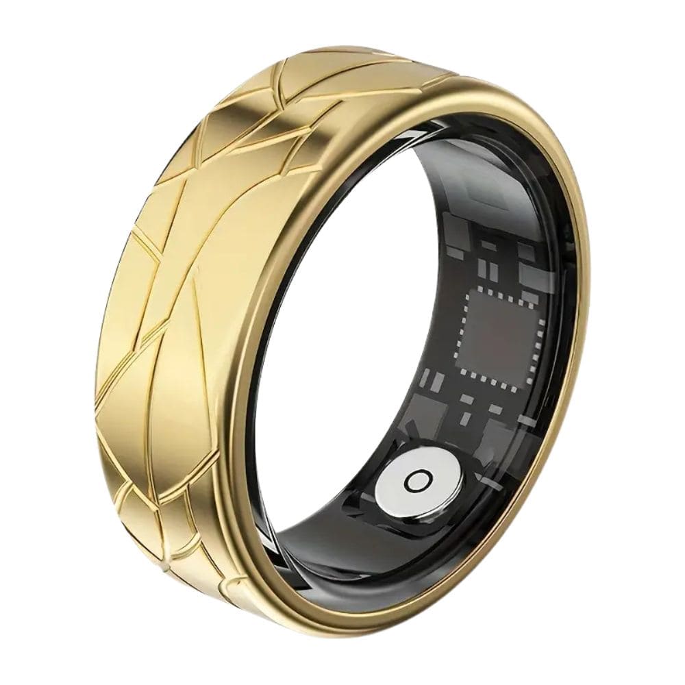 Geometric Engraved Smart Ring Gold