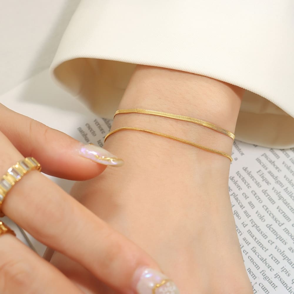 Golden Twin Snake Chain Bracelet