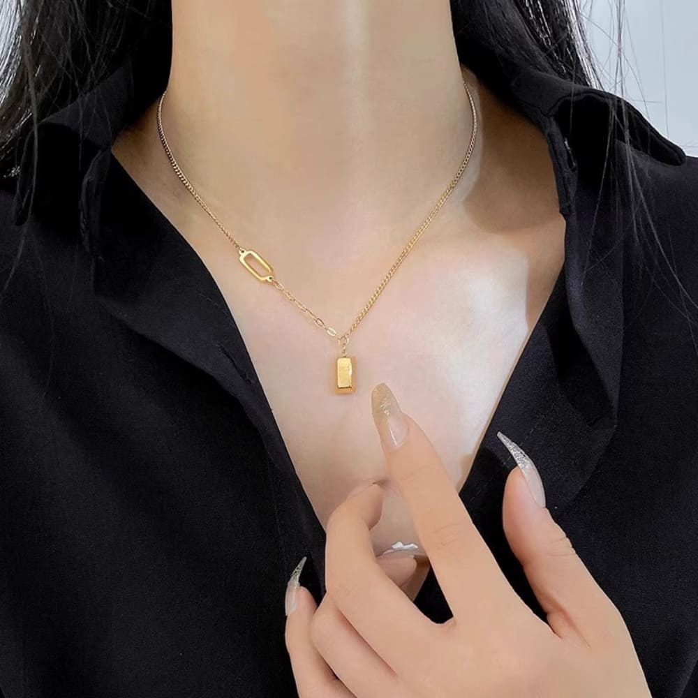 Golden Bar Asymmetry Necklace