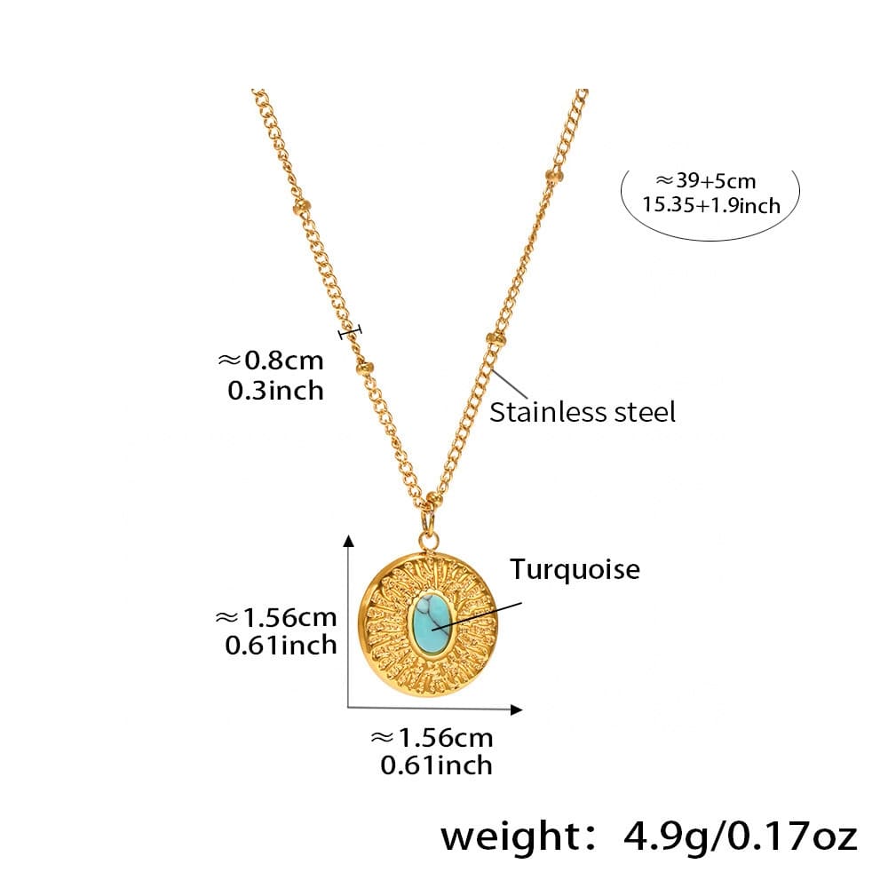 Turquoise Sunburst Medallion Necklace