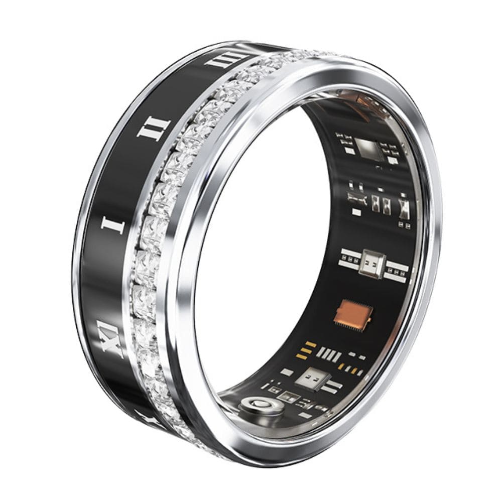 Diamond Inlaid Smart Ring Silver