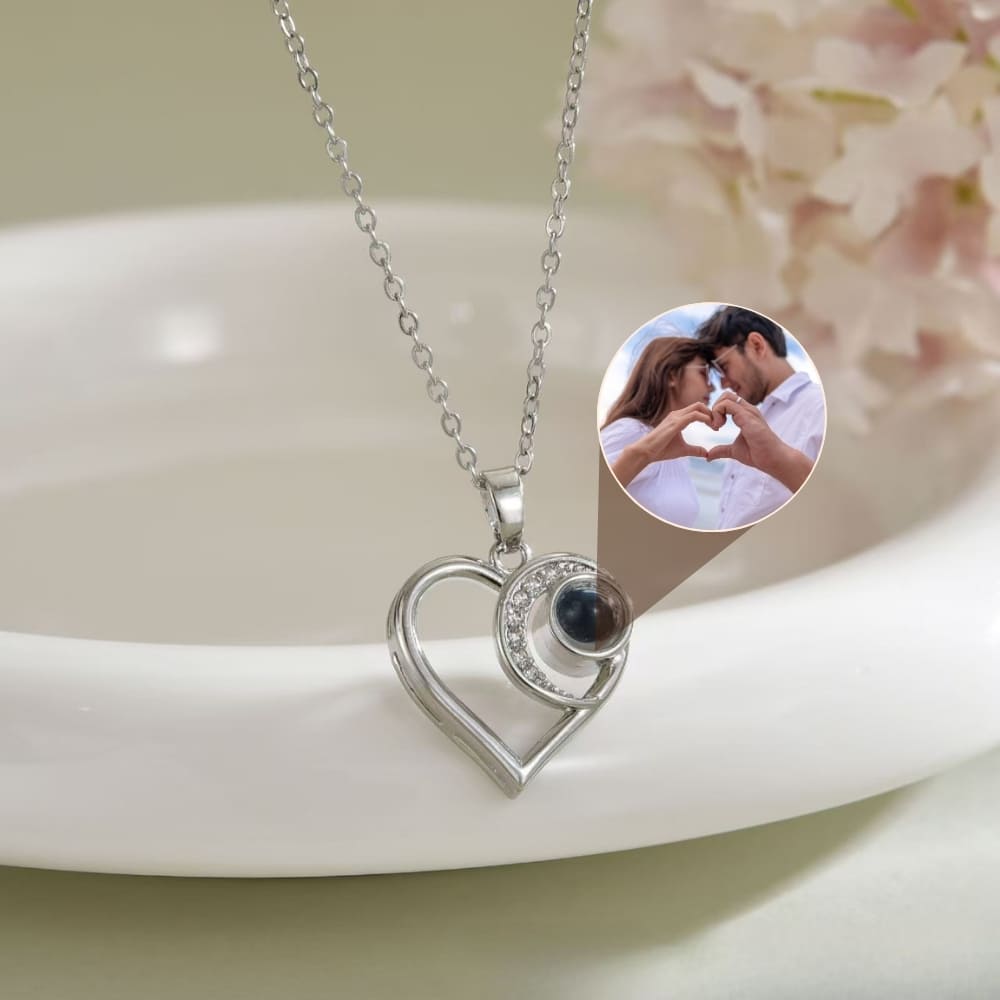 Crescent Heart Projection Pendant