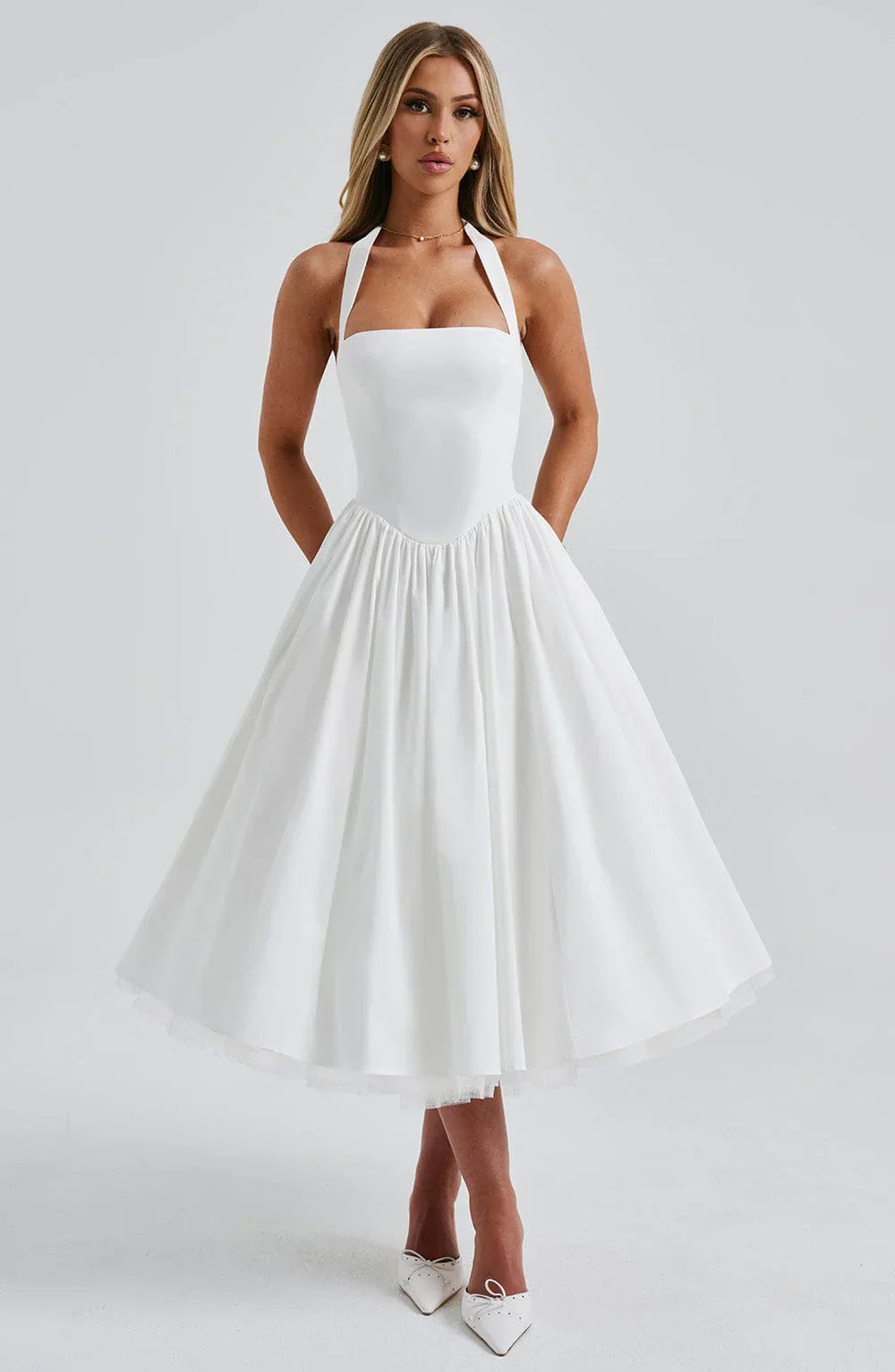 Evelyn Girls' Midi Dress | Premium Cotton Blend, Elegant Party Style 0