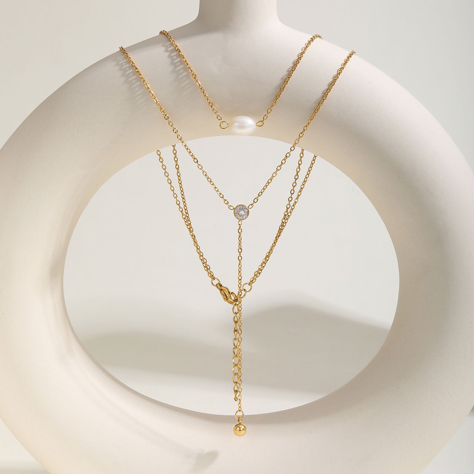 Double Chain Pearl Necklace