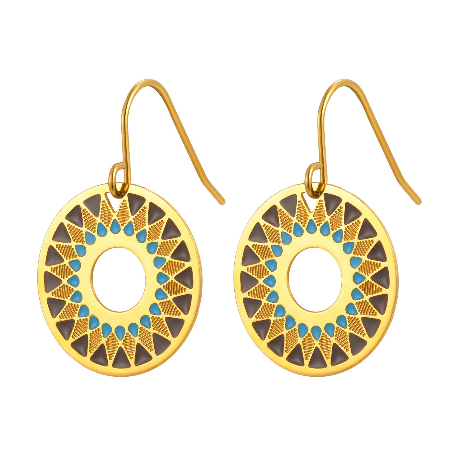 Enamel Circle Earrings