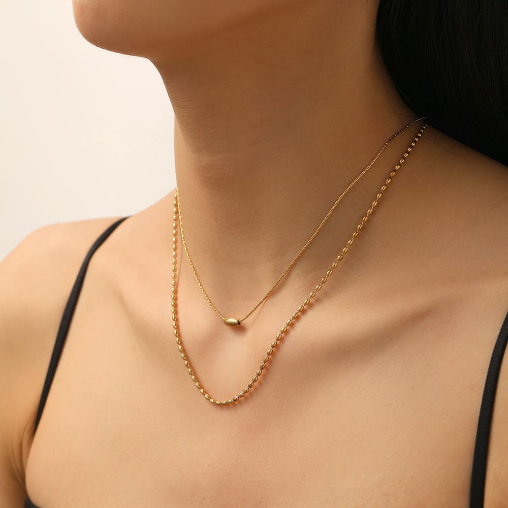 Twin Layers Oval Bead Necklace