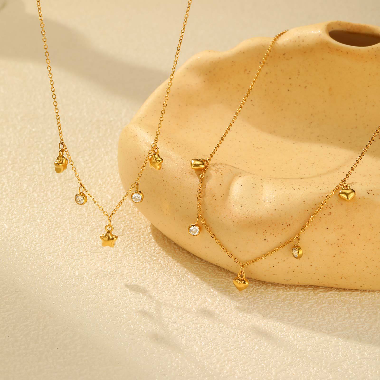 Star and Zircon Charm Necklace