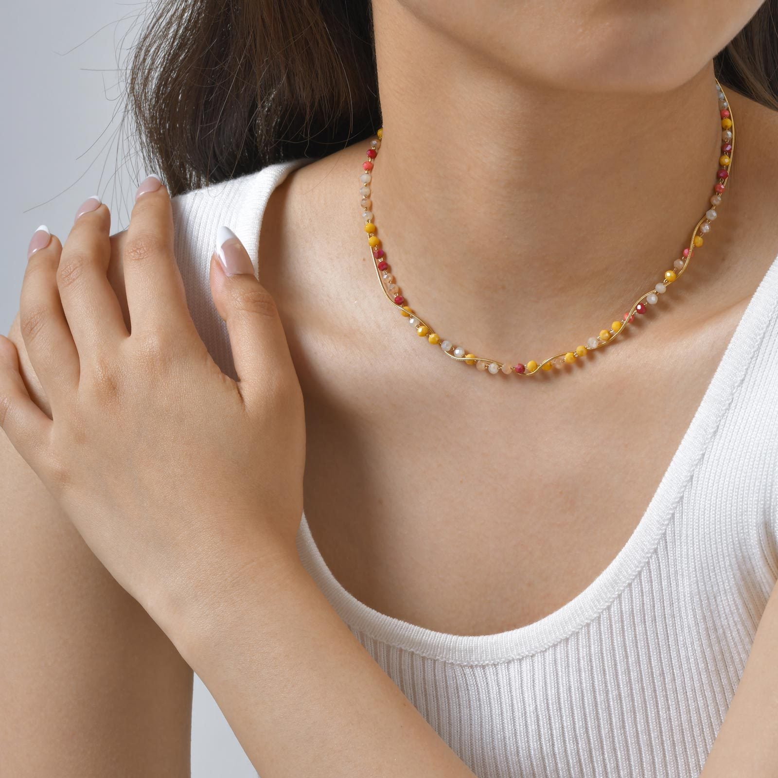 Colorful Beaded Snake Chain Necklace