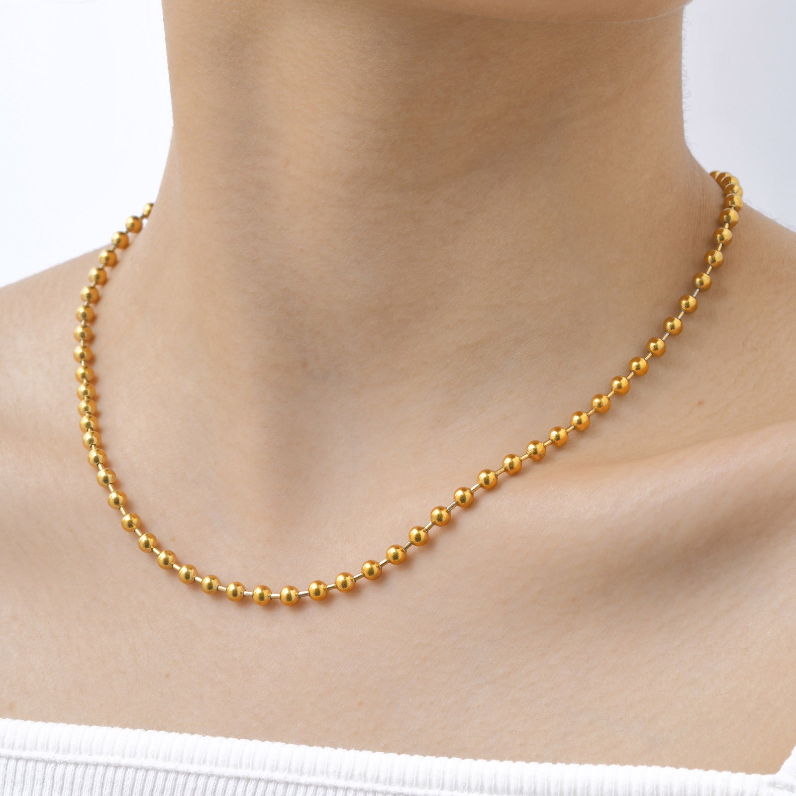 Gold Beaded Chain Necklace