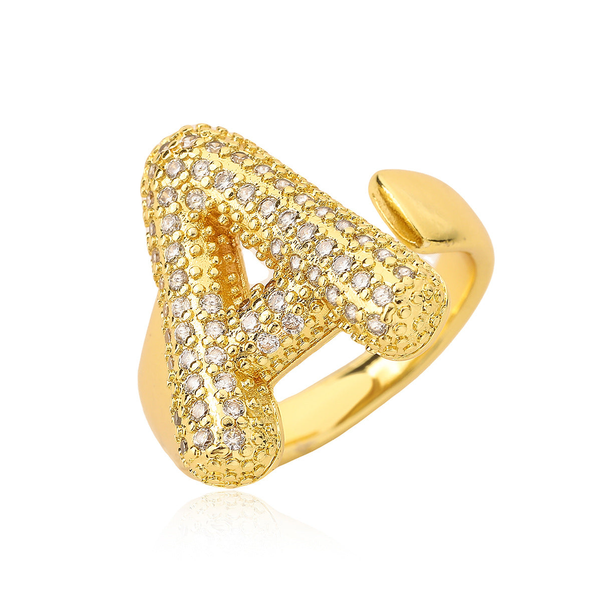 Gold Pavé Initial Ring