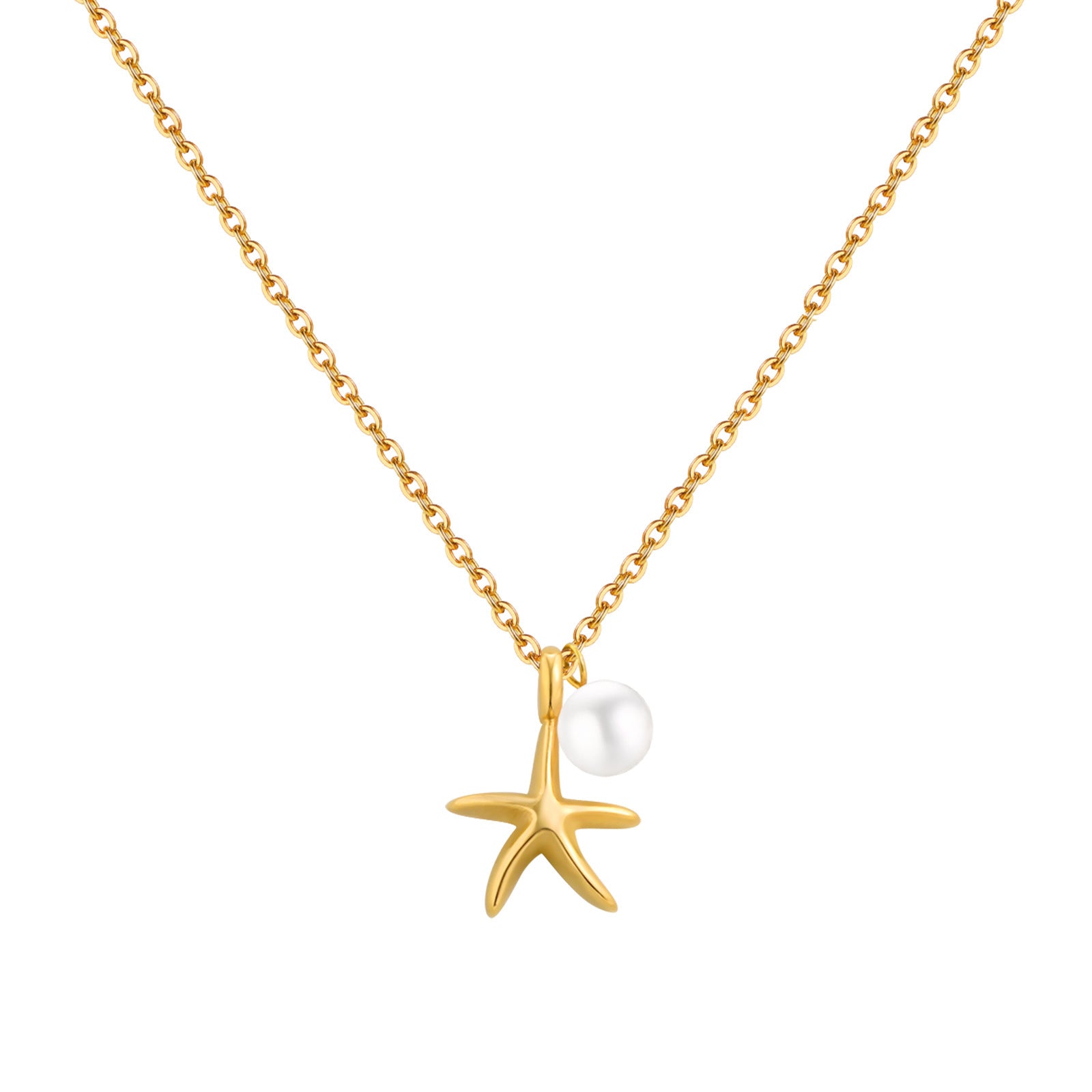 Starfish Pearl Pendant Necklace