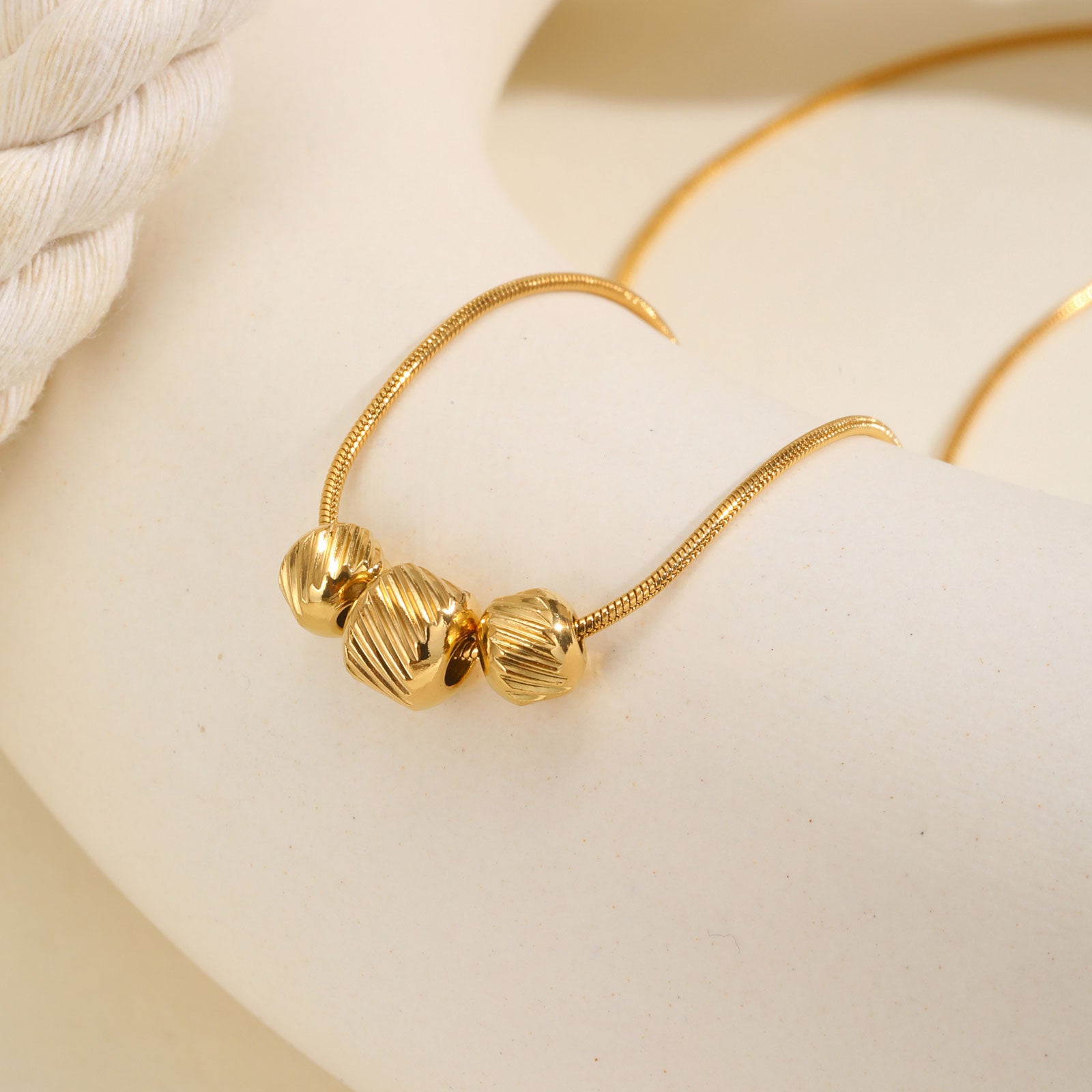 Gold Barrel Bead Necklace